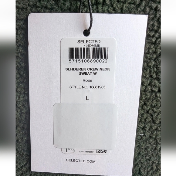 Selected / Homme Derek Crew Neck Sweatshirt Rosin Green Size Large NWT 100% Poly - Picture 4 of 16